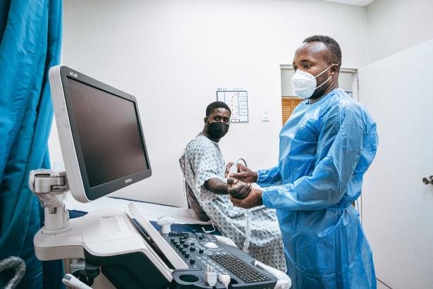 Ultrasound scan being performed at Tricare Medical Centre